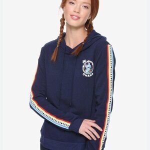 Disney Lilo & Stitch Rainbow Taped Hoodie - Ohana Hawaiin‎ Navy Blue Large